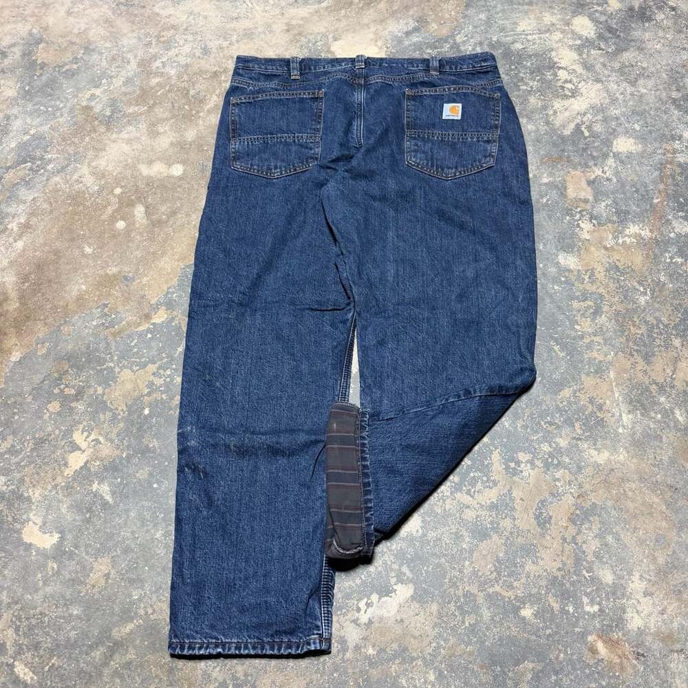 Carhartt Flannel Lined Loose Fit Straight Jeans Blue